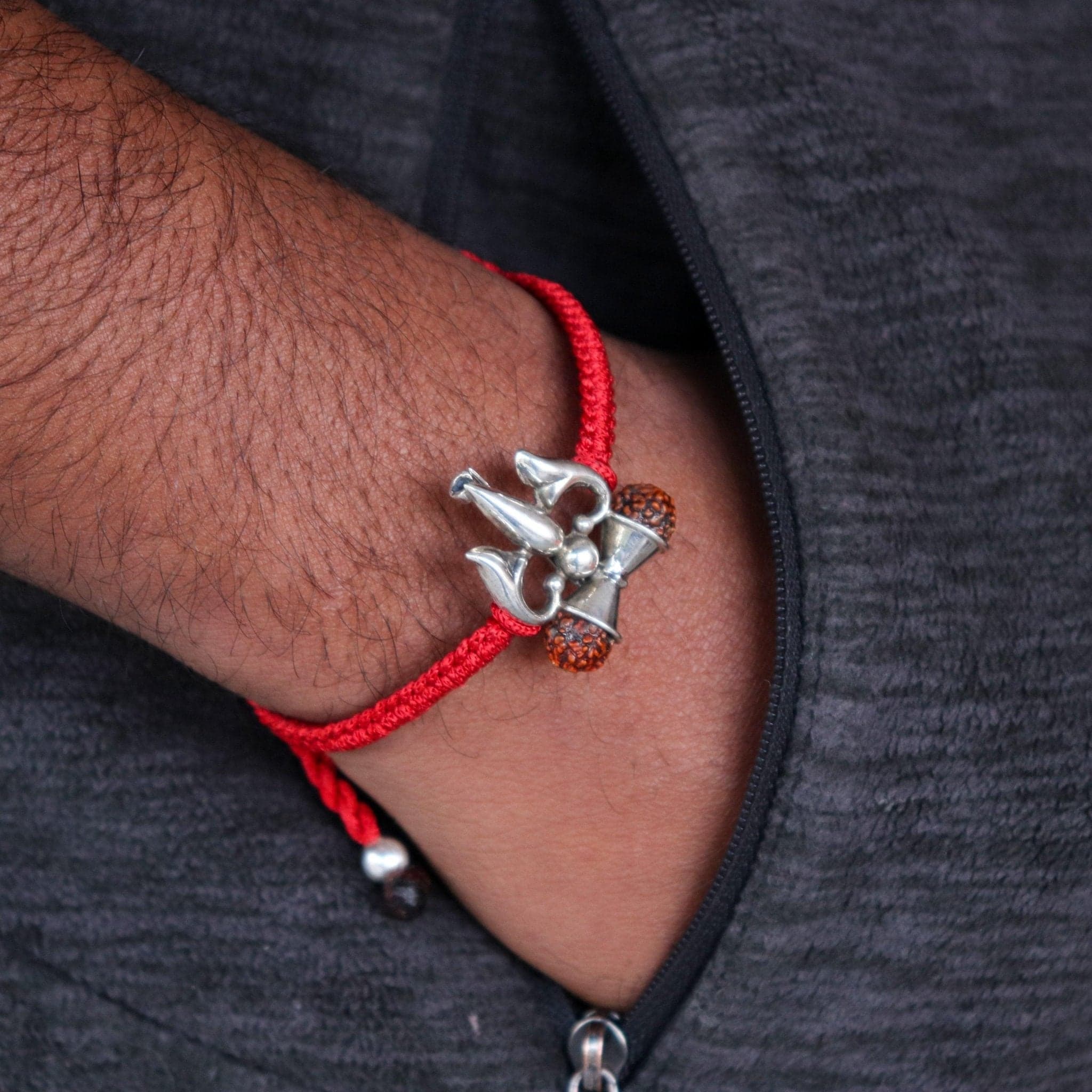 Trishul Damru Nazarbattu Bracelet( Black/Red)