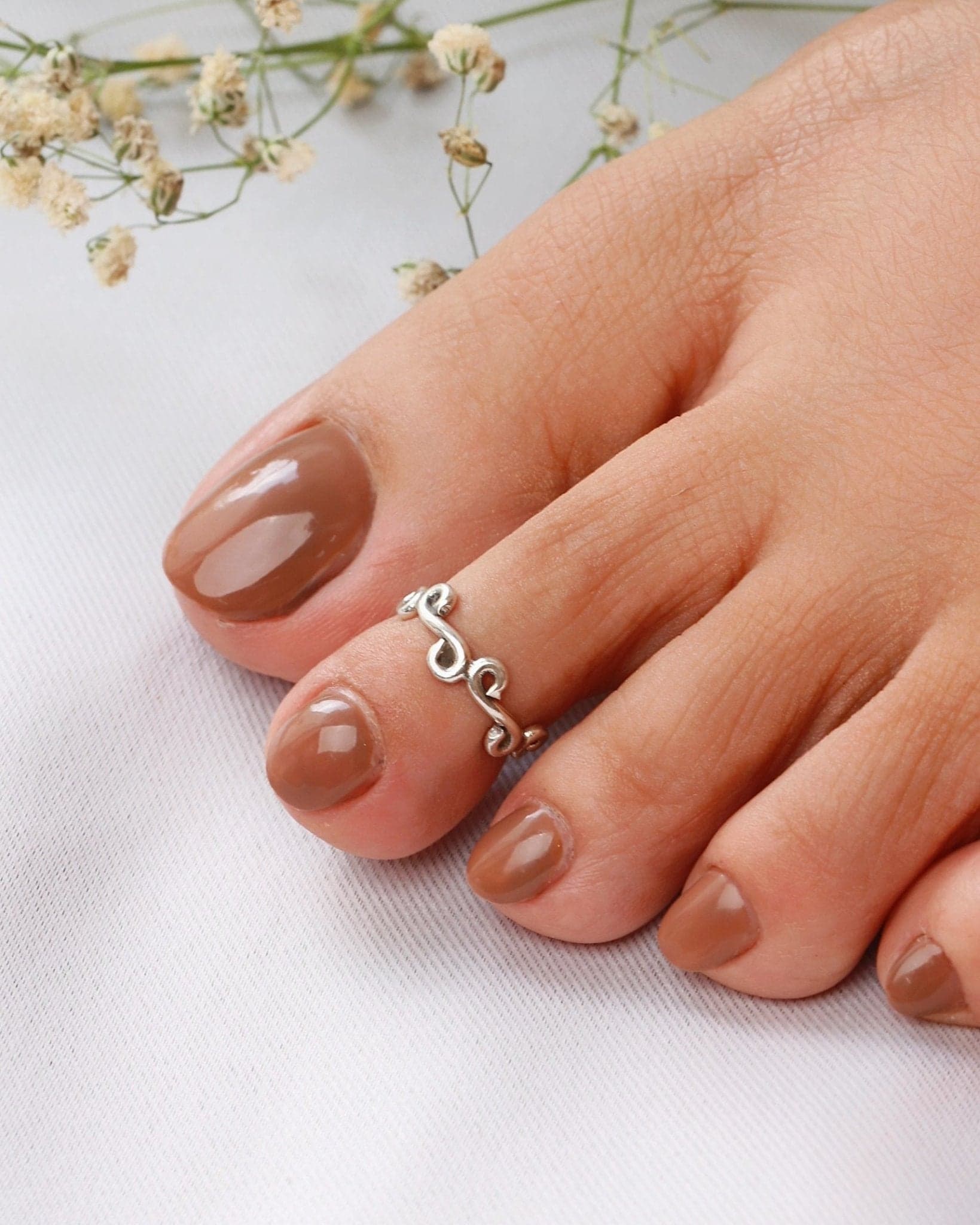 Dewdrop Swirl Toe Ring (Pair)