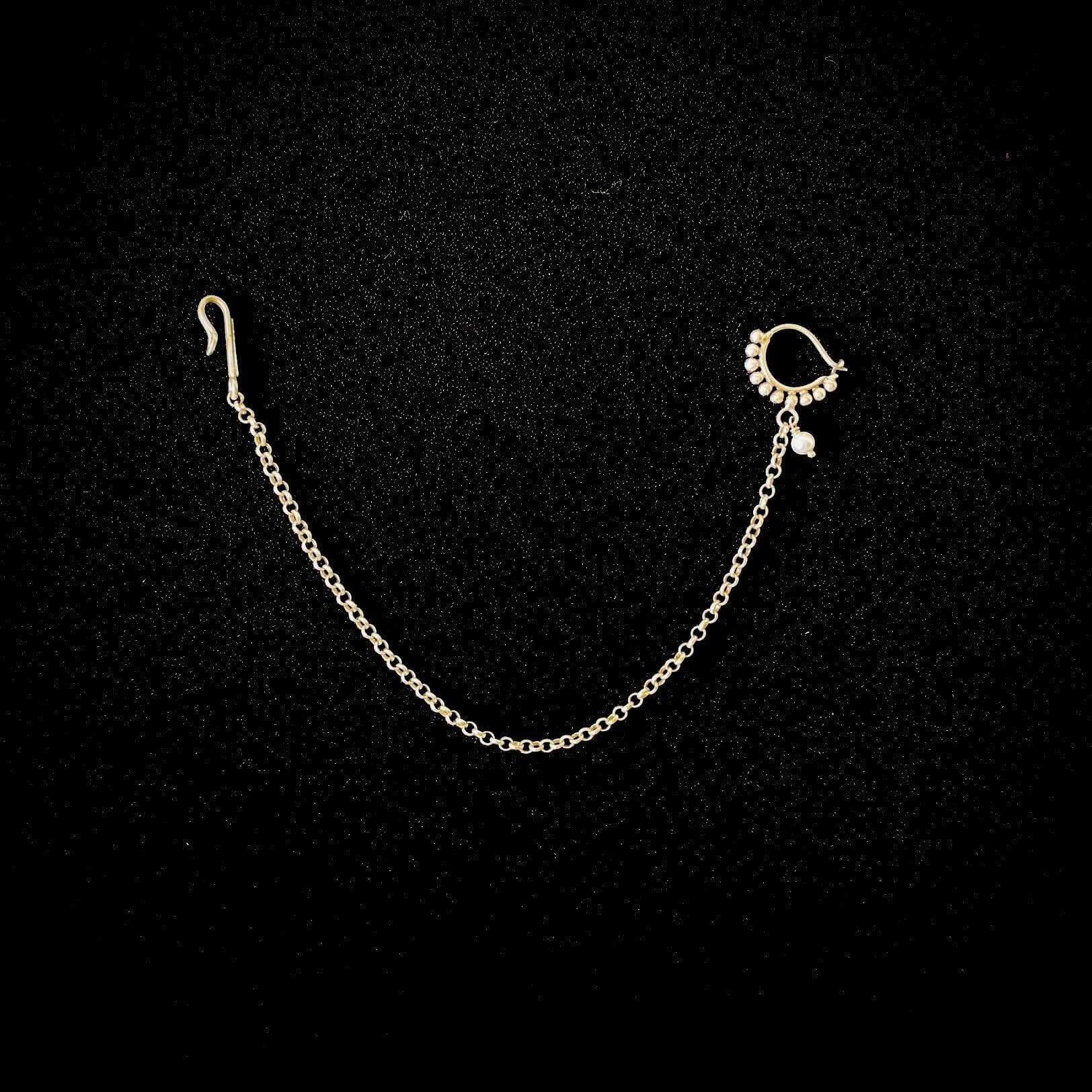 Pearl Chain Nath (wire or Clip-on)