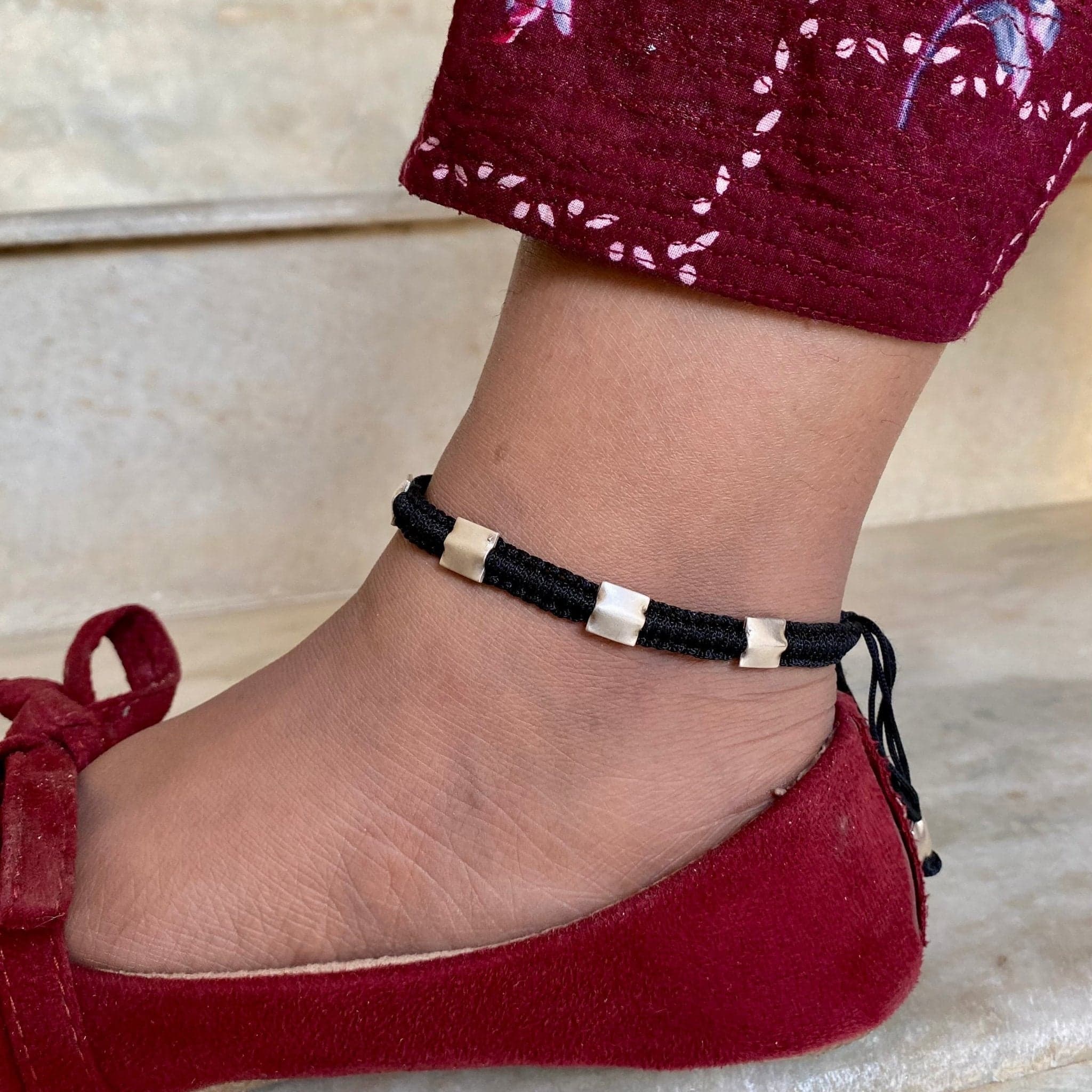 Square Beads Nazarbattu Anklet