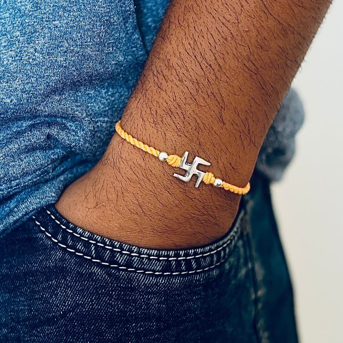 Silver Swastik Rakhi