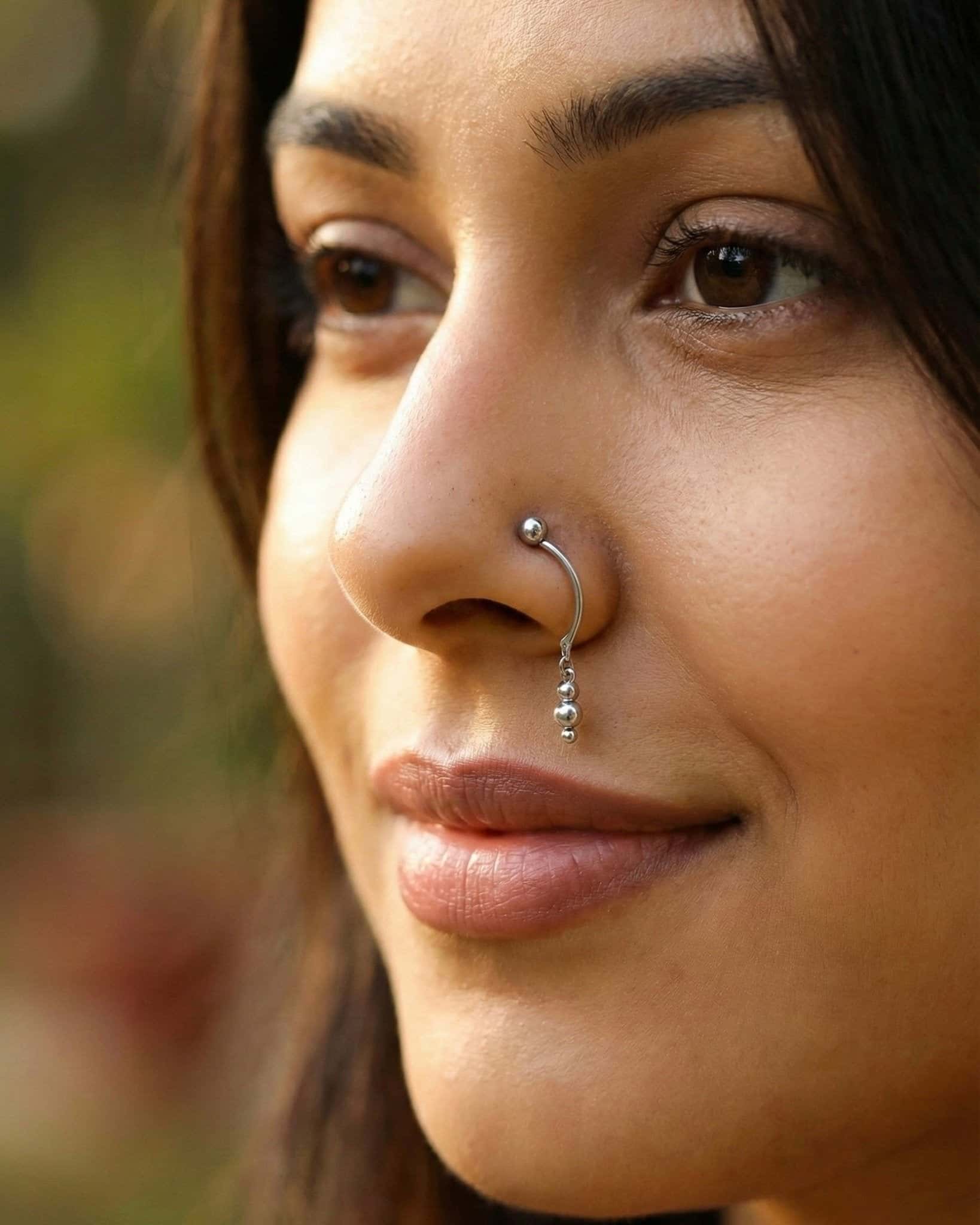 Anika Bead Drop Nose Pin