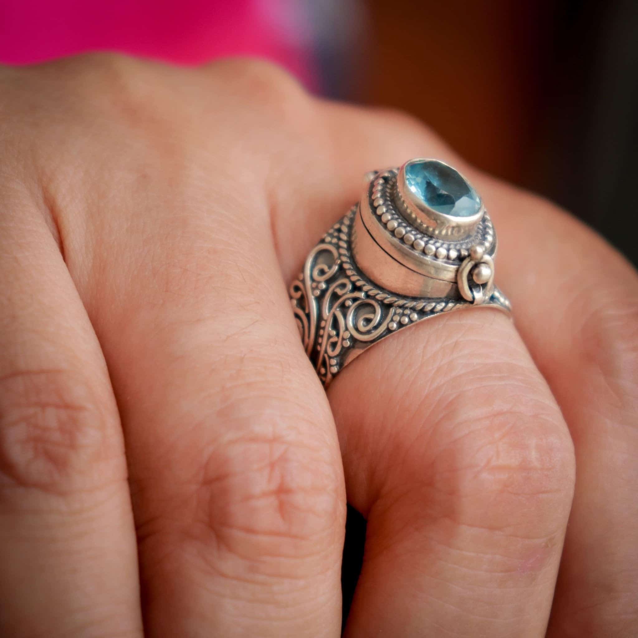 Unisex Blue Box Perfume/ Poison Ring