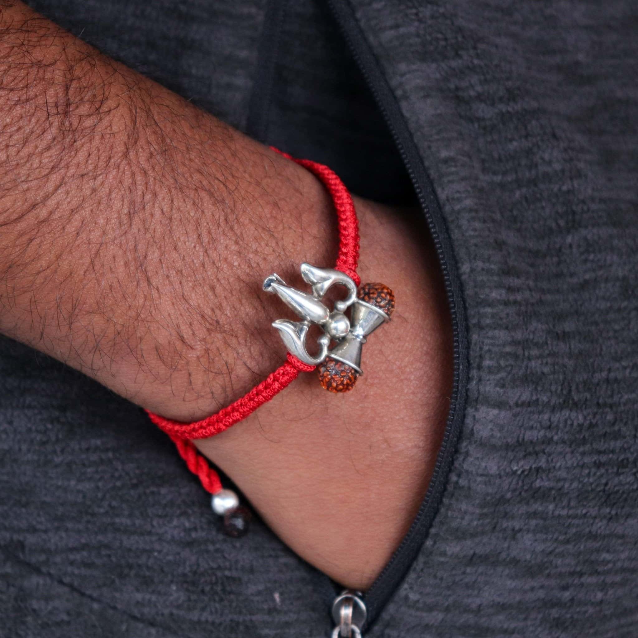 Trishul Damru Nazarbattu Bracelet( Black/Red)