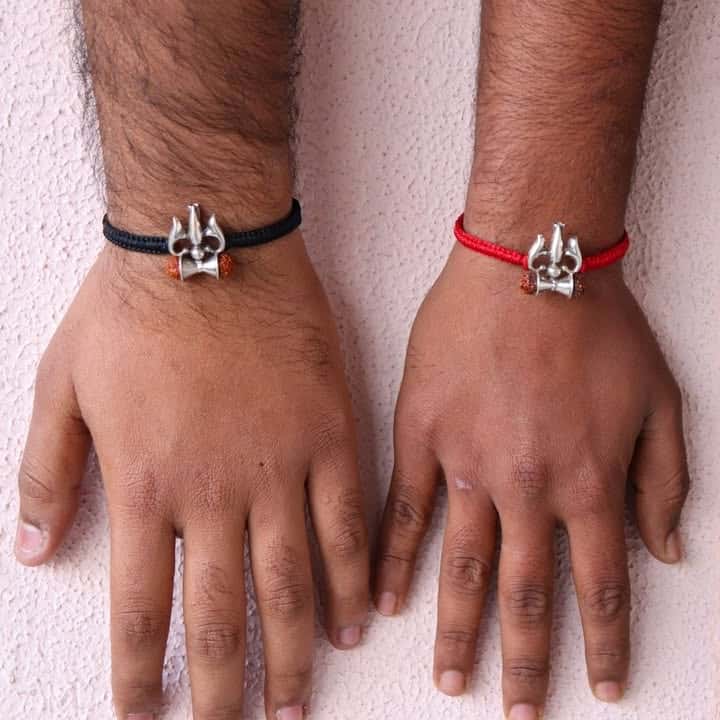 Trishul Damru Nazarbattu Bracelet( Black/Red)