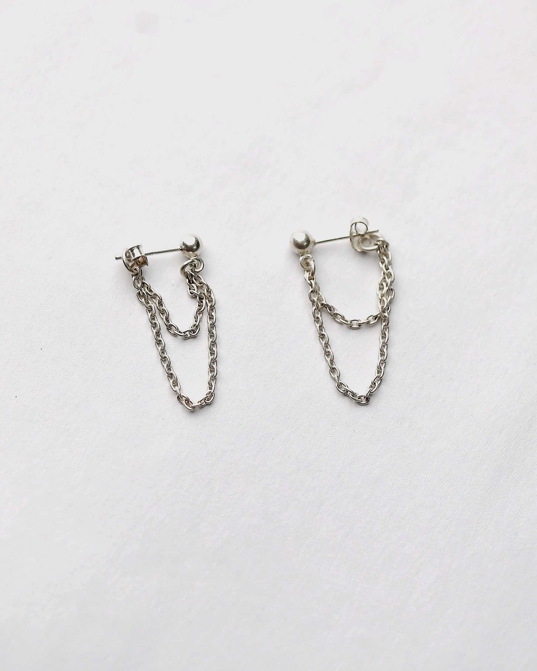 Dual Chain Stud Earring