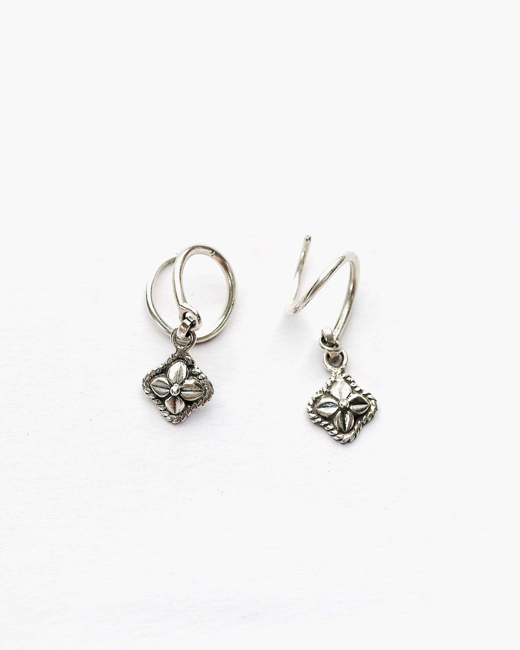 Floral Motif Hoop Earrings