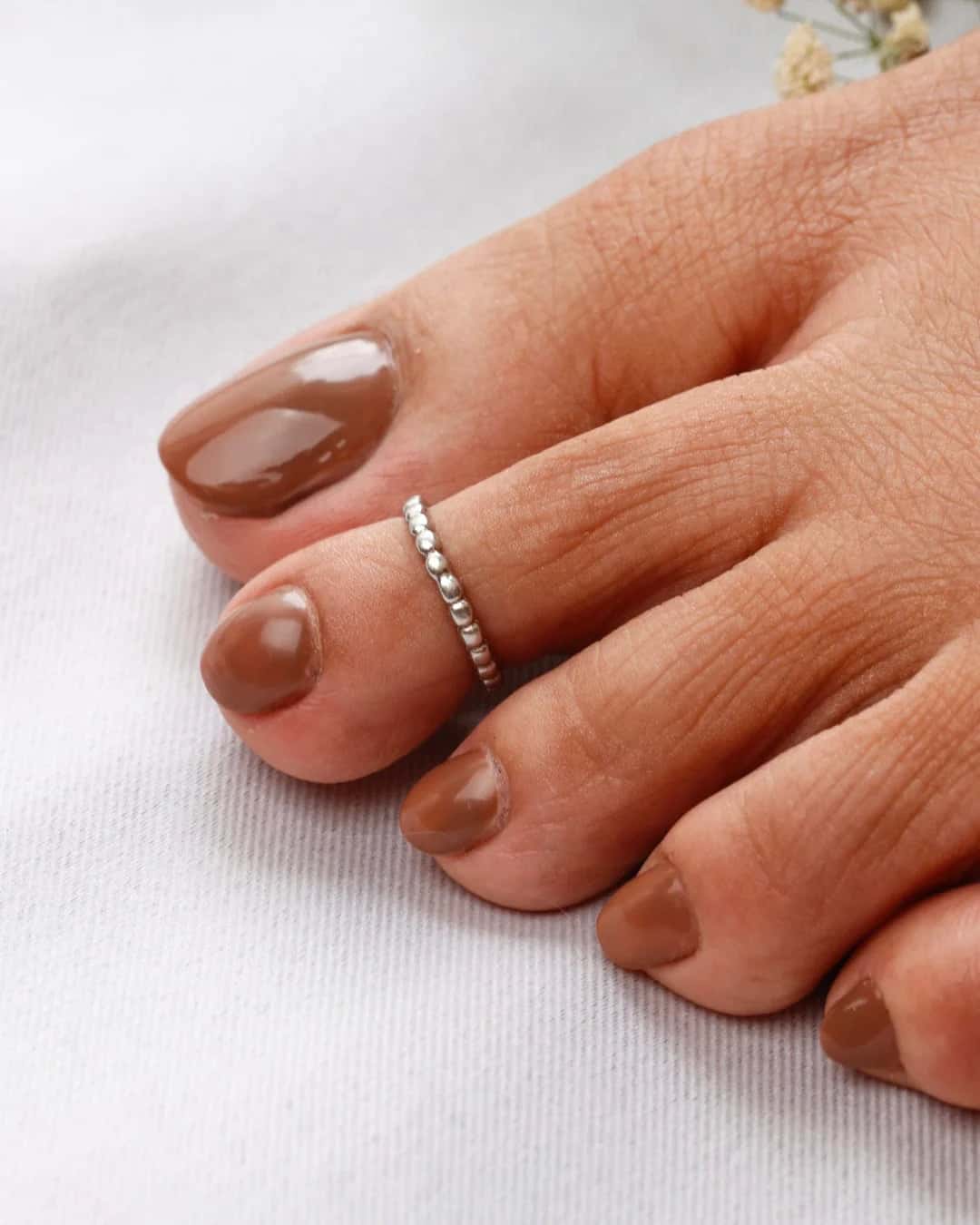 Minimal Silver Beaded Toe Ring (Pair)