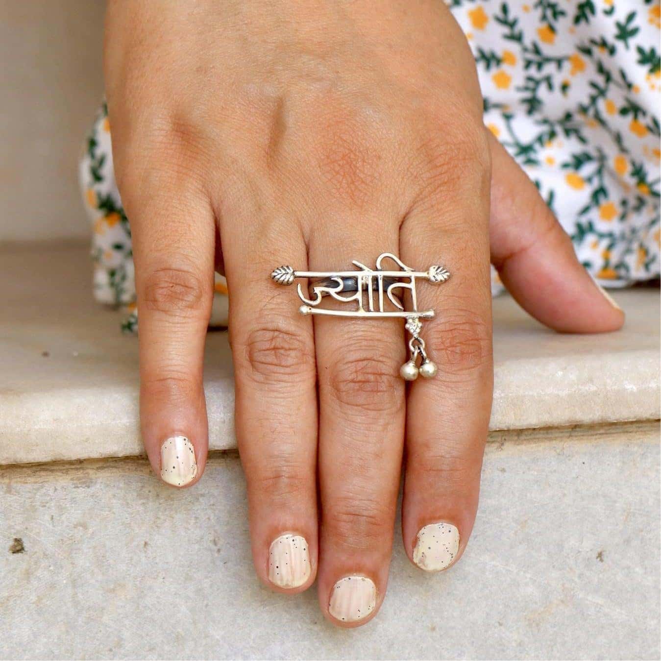 Personalised leaf Name Ring