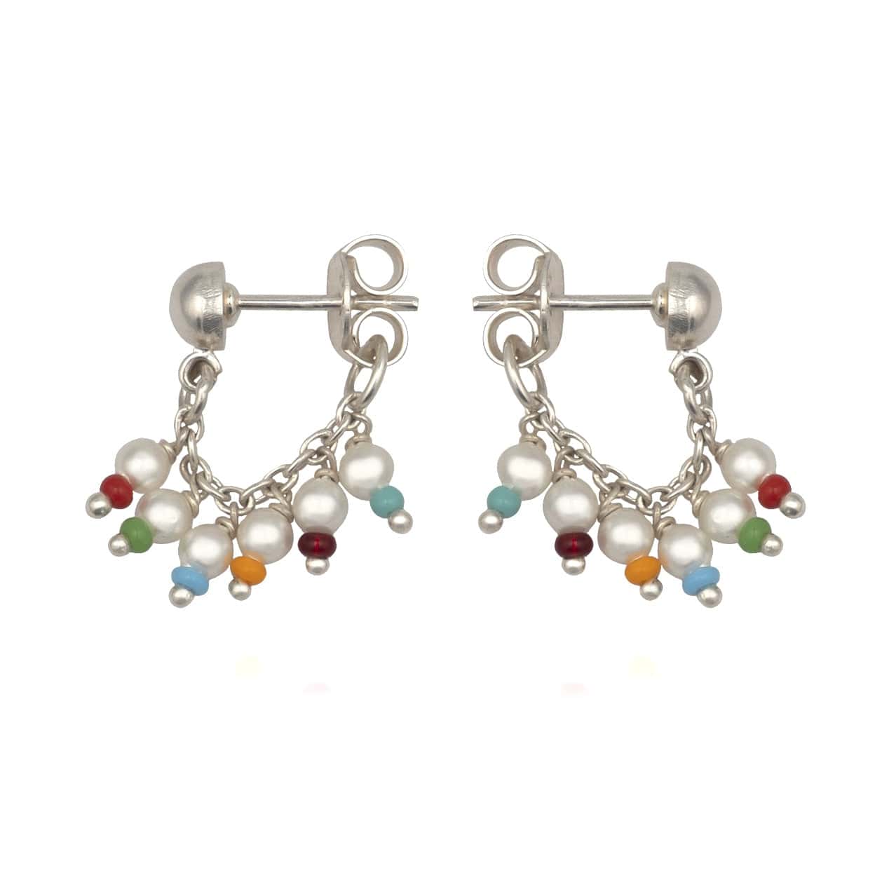 Rainbow Pearl Droplets Earrings