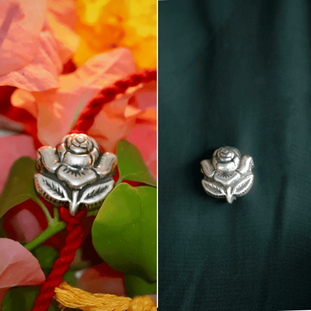 Silver Rose Rakhi cum Brooch