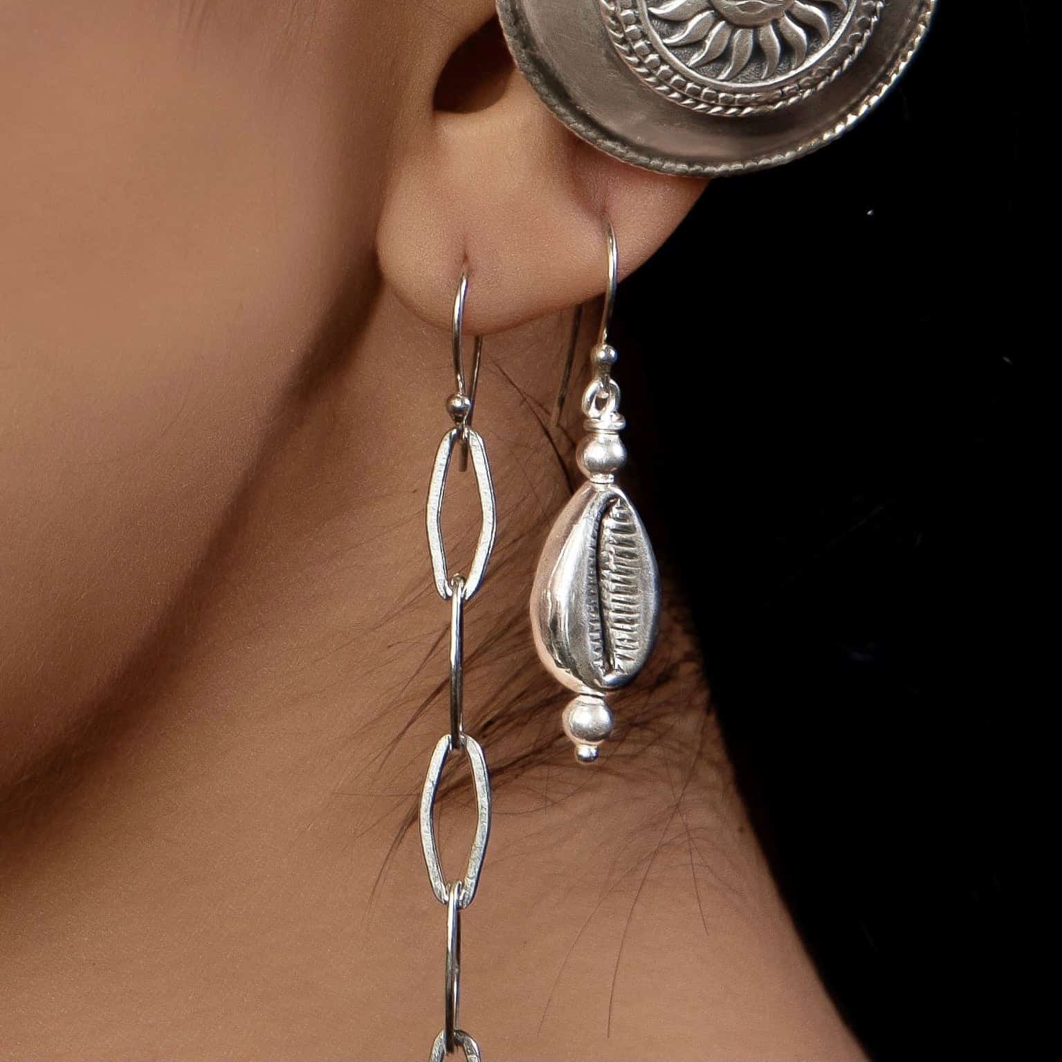 Silver Cowrie Earrings