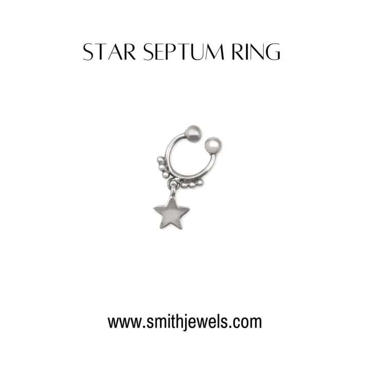 Star Septum Ring (wire or Clip-on)