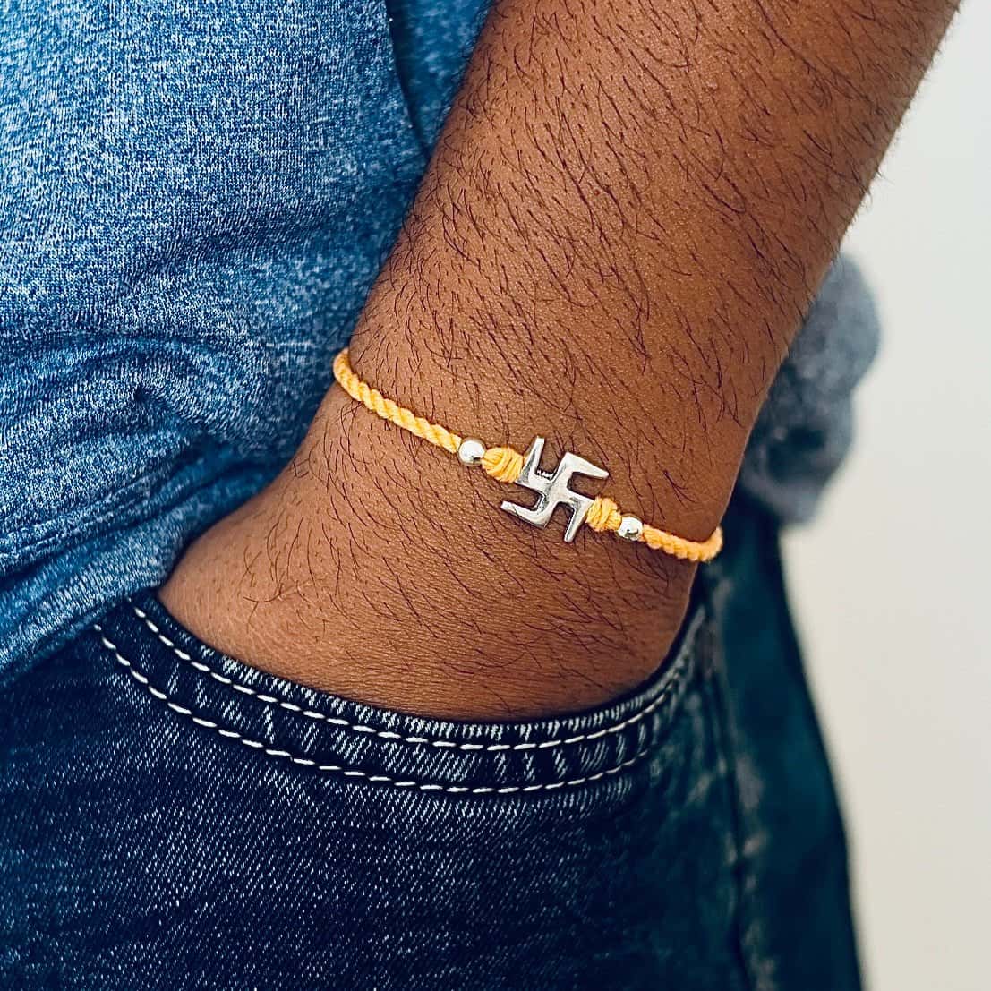 Silver Swastik Rakhi
