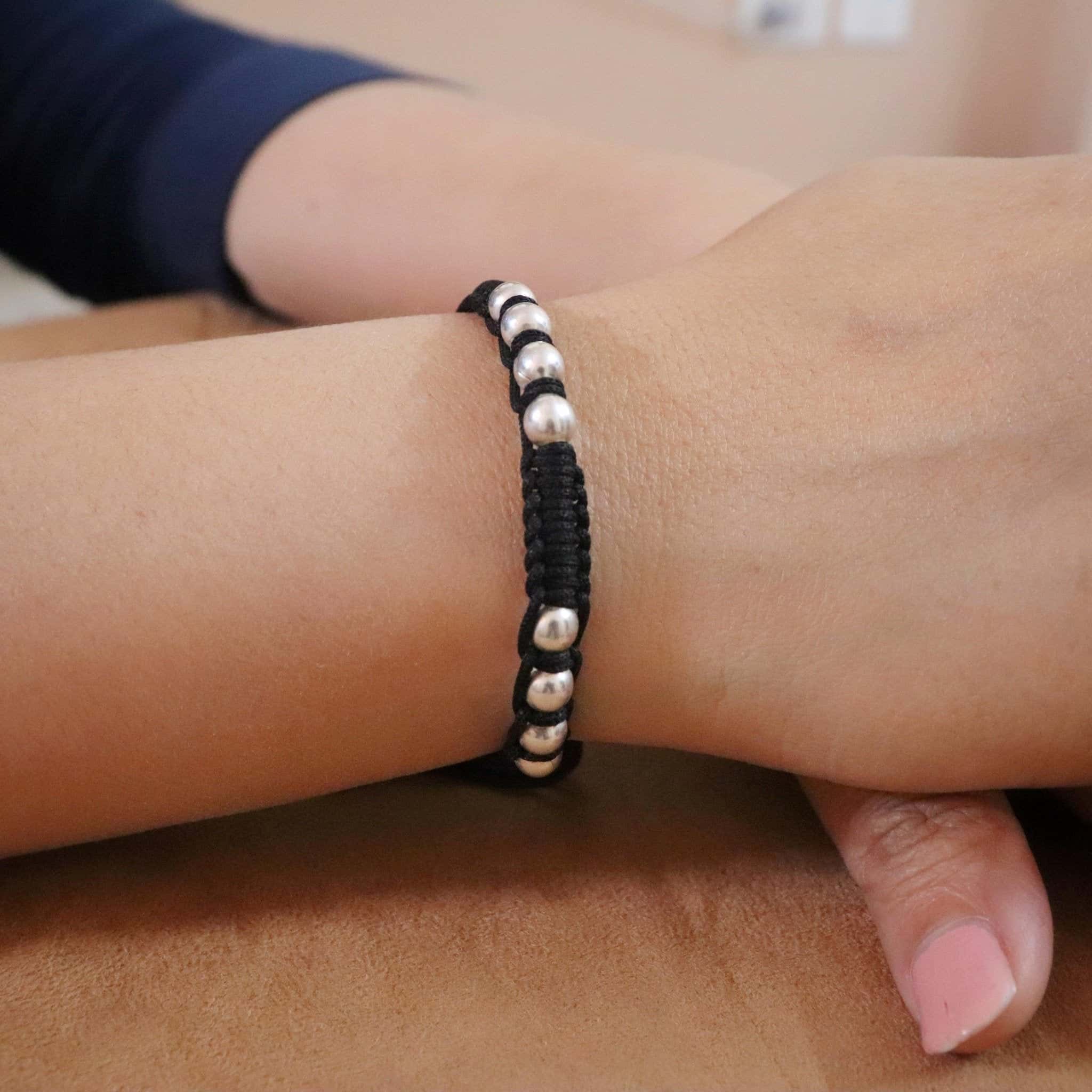 Unisex silver ball Thread Bracelet