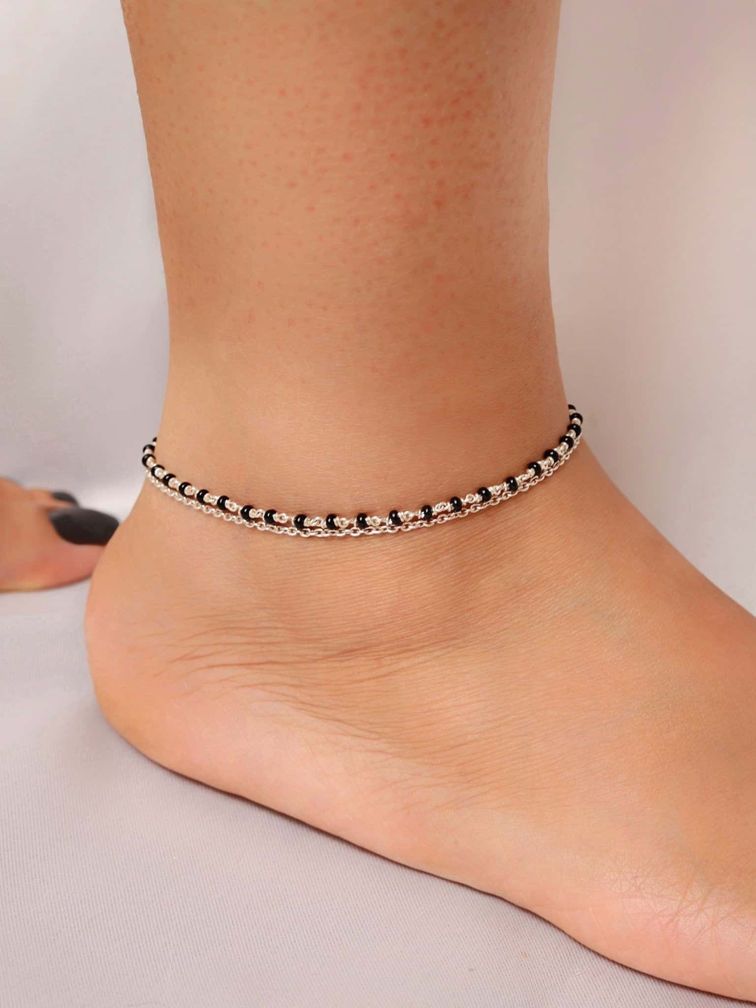 Urban Shield Black Beads Nazarbattu Anklet